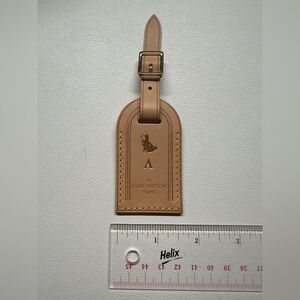 Louis Vuitton Beige Luggage Tag with Gold Buckle